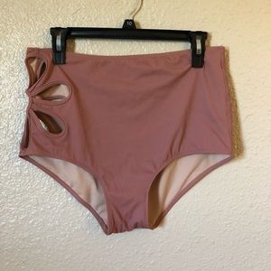 Kortni Jeane Cut Out Bottoms in Ribbed Rose